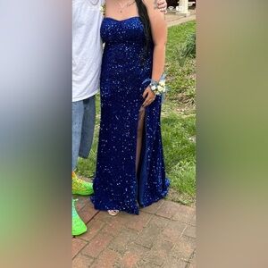 Blue sequined prom dress size 14/16